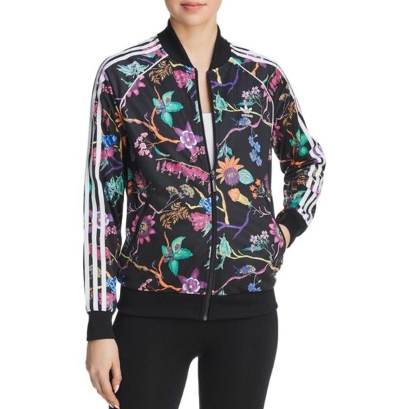 Adidas Jackets \u0026 Coats | Adidas Originals Black Poisonous Garden Floral Track Jacket | Color: Black/Pink | Size: Xs | Abzzz817's Closet